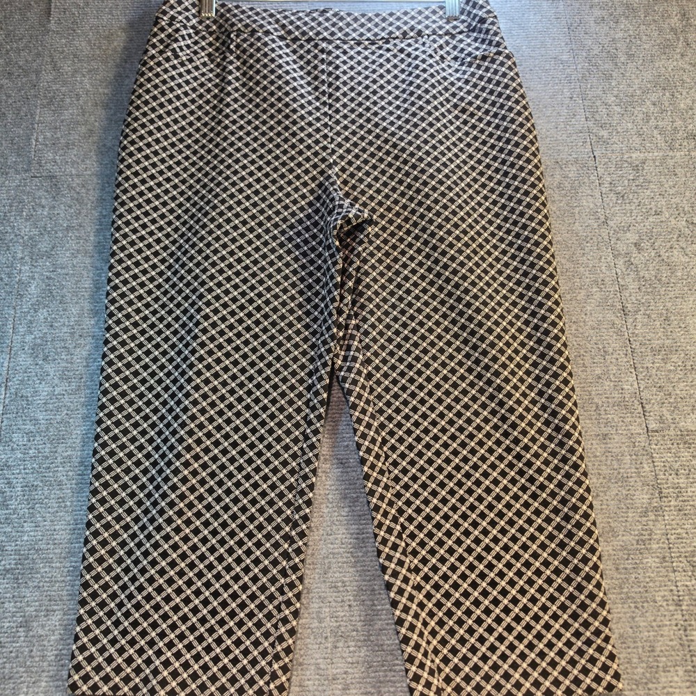 Chico's Perfect Stretch Capri Pant Women 0.5 Black White Diamond Geometric Excel